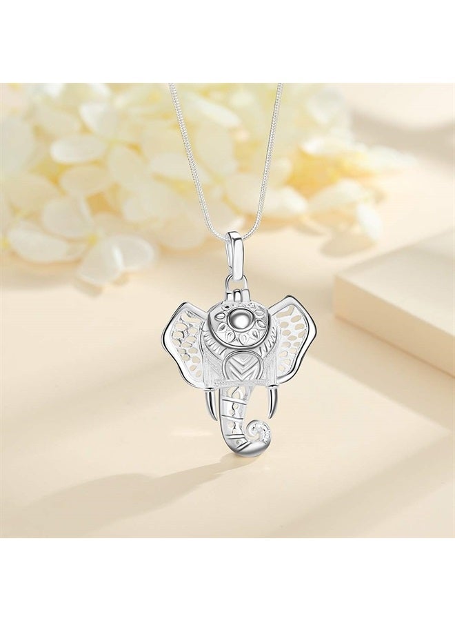 INFUSEU Elephant Essential Oil Diffuser Necklace Aromatherapy Lava Stone Jewelry for Women Girls, Good Luck Animal Pendant, 7pcs Lava Rocks, 24" Snake Chain - Image 2