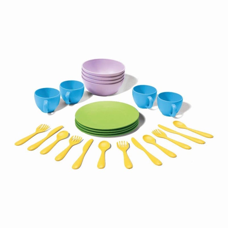 Green Toys Dish Set - 24 Piece Dishwasher Safe Creative Play Toys for Developing Social Skills in Children. Kitchen Toys - Image 1