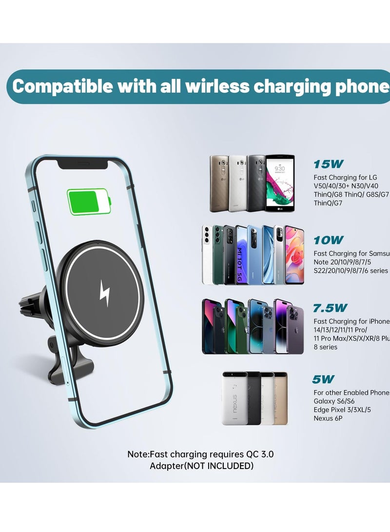 Wireless Car Charger Phone Mount, Compatible with MagSafe Car Charger, Fast Wireless Charging Magnets, Dashboard Mount, Compatible with iPhone Samsung Galaxy Google, LG,etc