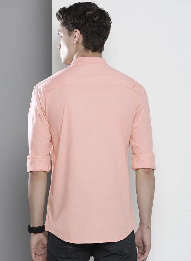 The Indian Garage Co Peach Men Peach Regular Fit Solid Shirt for Men | Best Price UAE