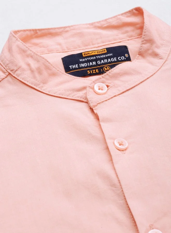 The Indian Garage Co Peach Men Peach Regular Fit Solid Shirt for Men | Best Price UAE