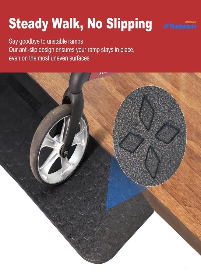 Ruedamann 1-1/2" Rise Threshold Ramps for Doorways, 2200 Lbs Capacity Wider Rubber Threshold Ramp, Special Non-Slip Portable Wheelchair Ramp, Handicap Ramp for Thresholds, Power Scooters, Cuttable - Image 3