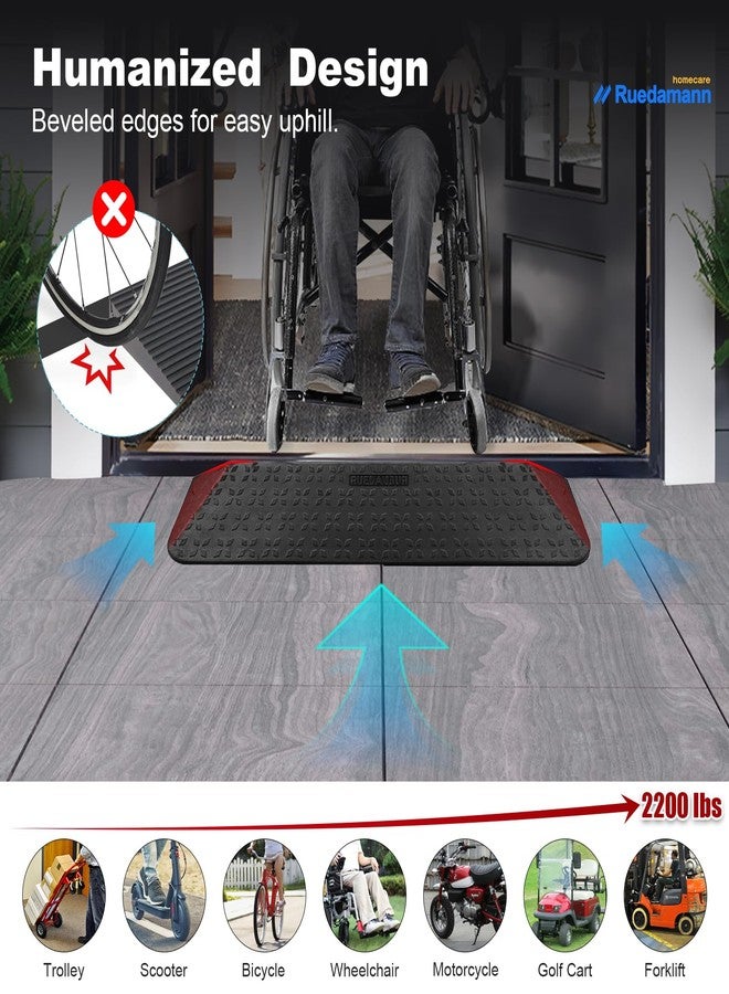 Ruedamann 1-1/2" Rise Threshold Ramps for Doorways, 2200 Lbs Capacity Wider Rubber Threshold Ramp, Special Non-Slip Portable Wheelchair Ramp, Handicap Ramp for Thresholds, Power Scooters, Cuttable - Image 5