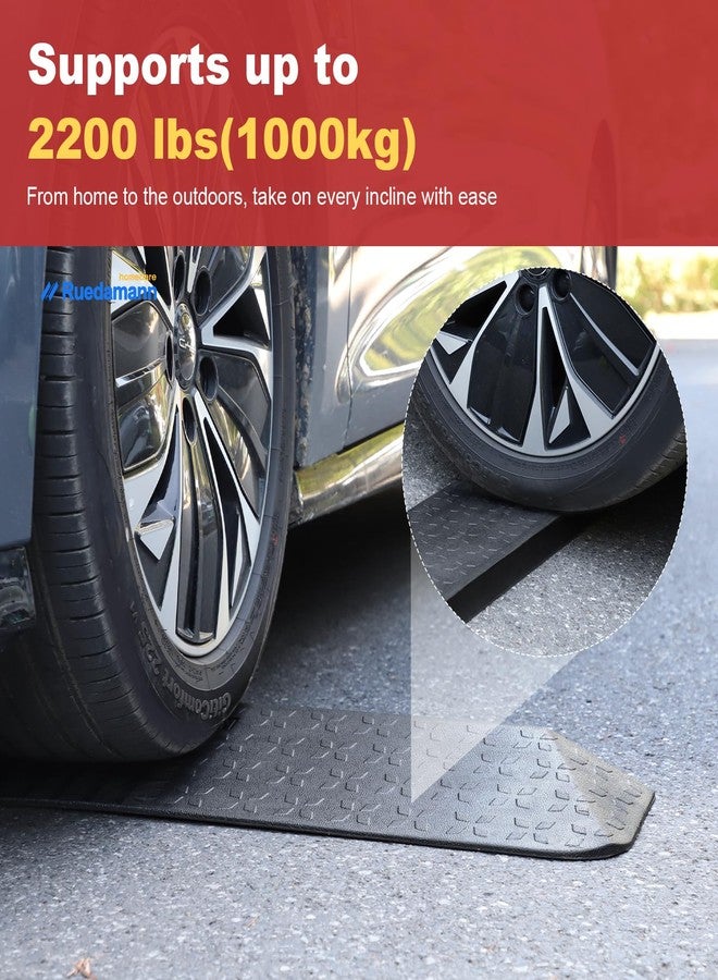 Ruedamann 1-1/2" Rise Threshold Ramps for Doorways, 2200 Lbs Capacity Wider Rubber Threshold Ramp, Special Non-Slip Portable Wheelchair Ramp, Handicap Ramp for Thresholds, Power Scooters, Cuttable - Image 4