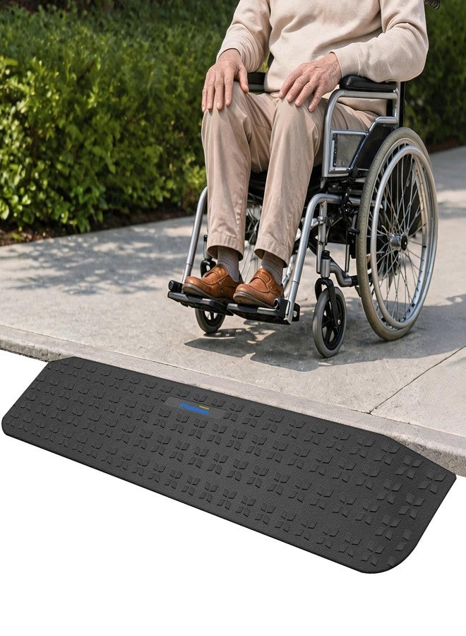 Ruedamann 1-1/2" Rise Threshold Ramps for Doorways, 2200 Lbs Capacity Wider Rubber Threshold Ramp, Special Non-Slip Portable Wheelchair Ramp, Handicap Ramp for Thresholds, Power Scooters, Cuttable - Image 1