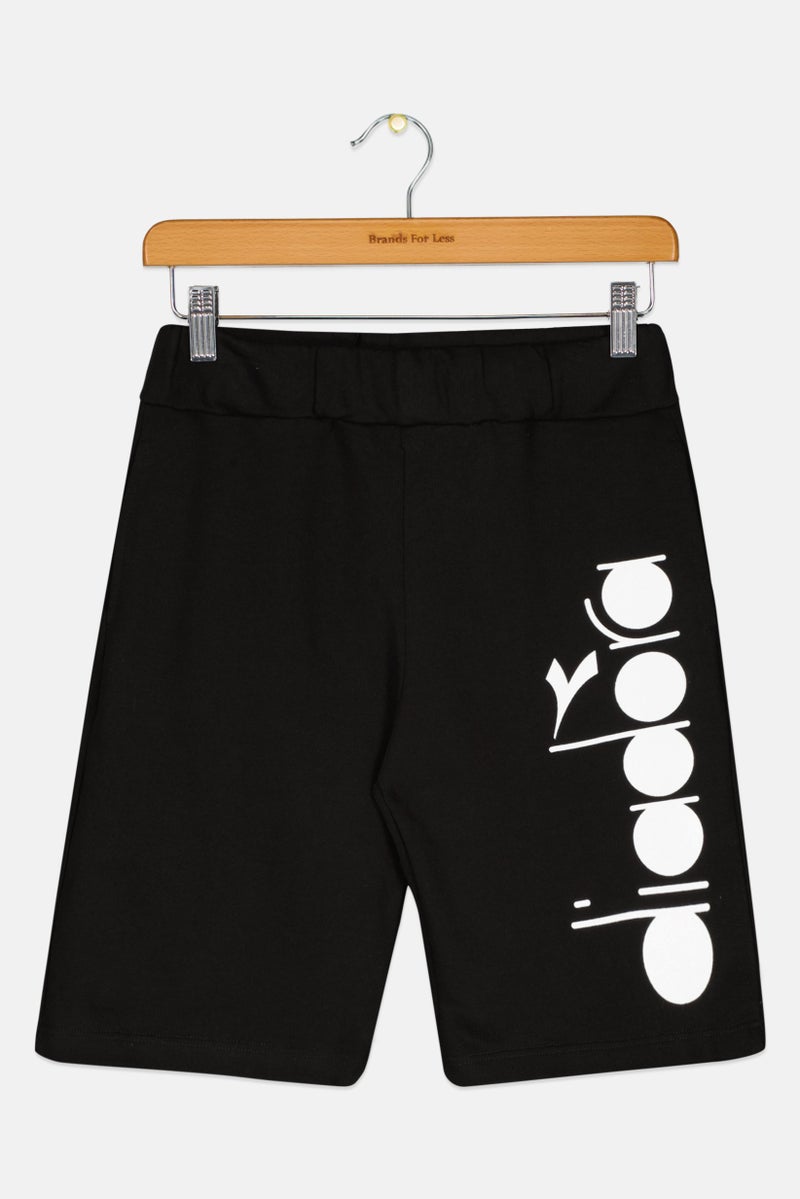 DIADORA Kids Boy Brand Logo Pull-On Shorts, Black/White - Image 1