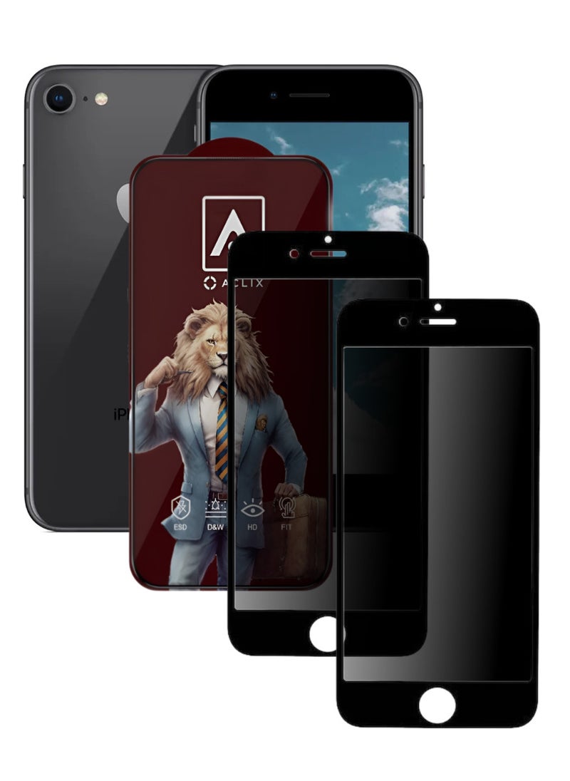 ACLIX 2 Pieces Antistatic ESD Dustproof Premium Quality High Definition Anti-Spy Privacy Tempered Glass Screen Protector Designed For  iPhone 8 - Image 1