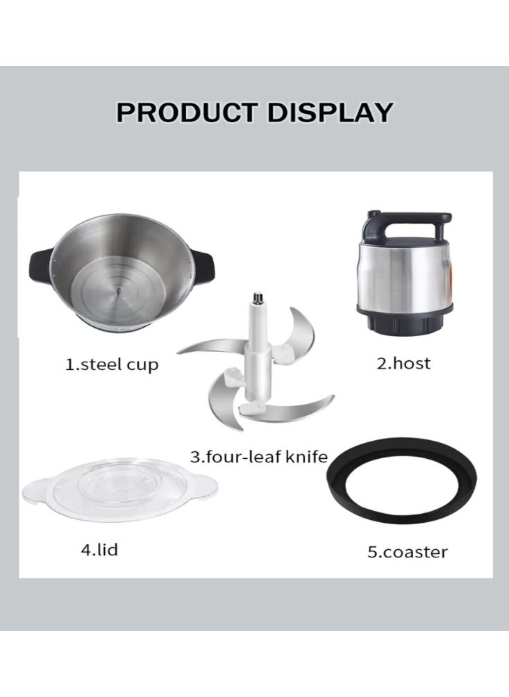 Generic - 12L Electric Meat Grinder, Meat Mincer, Stainless Steel Food Chopper, Food Processor Machine for Meat, Vegetables, Fruits and Nuts with 2 Gear Control, 4 Sharp Blades - Image 1
