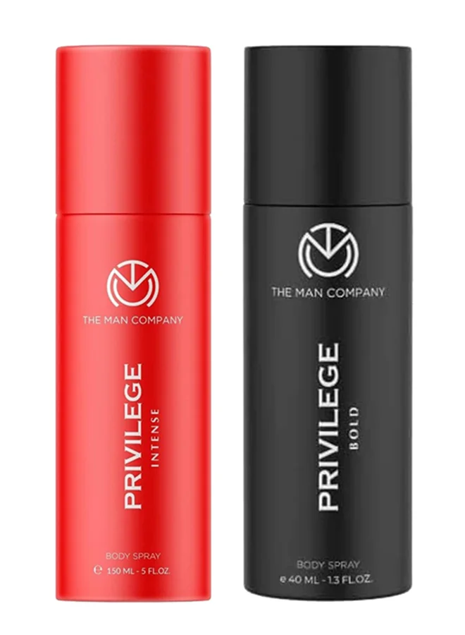 The Man Company Pack Of 2 Privilege Active Deodorant For Men| Premium Body Spray | Long-Lasting Fragrance | Perfect Deo For Everyday Use | Gift For Husband, Boyfriend - 150ml Red/Black