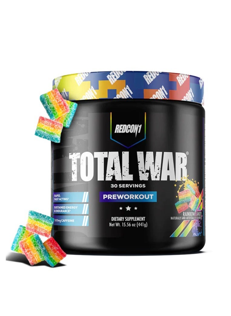REDCON1 Total War Pre Workout Rainbow Candy 30 Servings 441g - Image 1