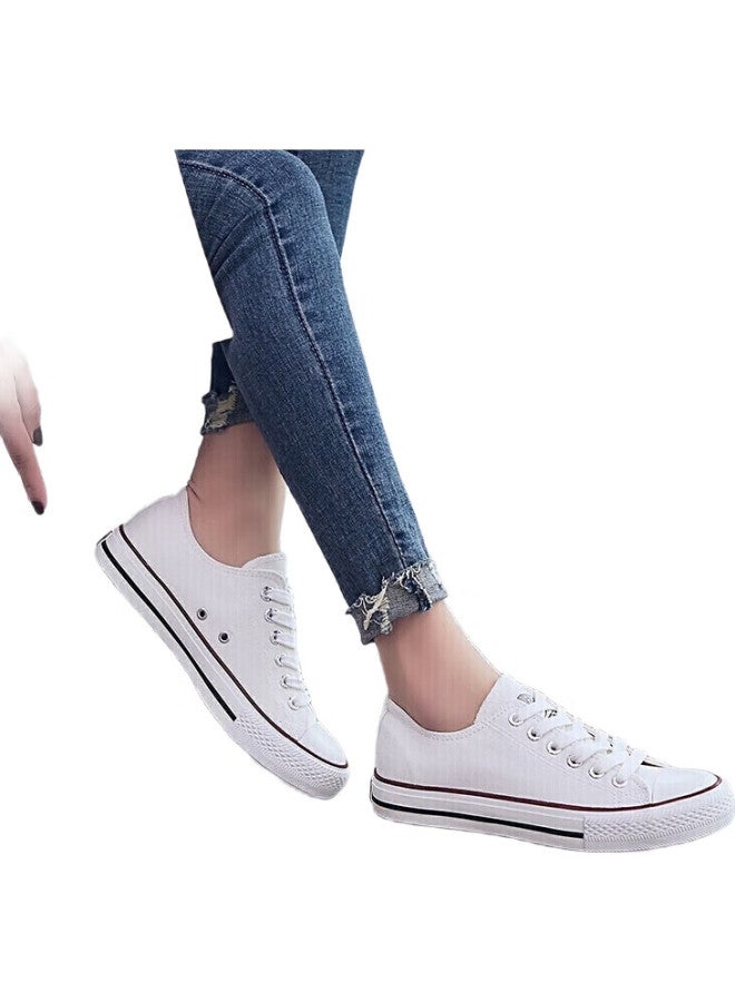 Warrior Canvas Shoes, Men's Low-top Breathable Sneakers, Casual Wear-resistant Rubber Sole Shoes, Wxy391, White, Size 43 - Image 2