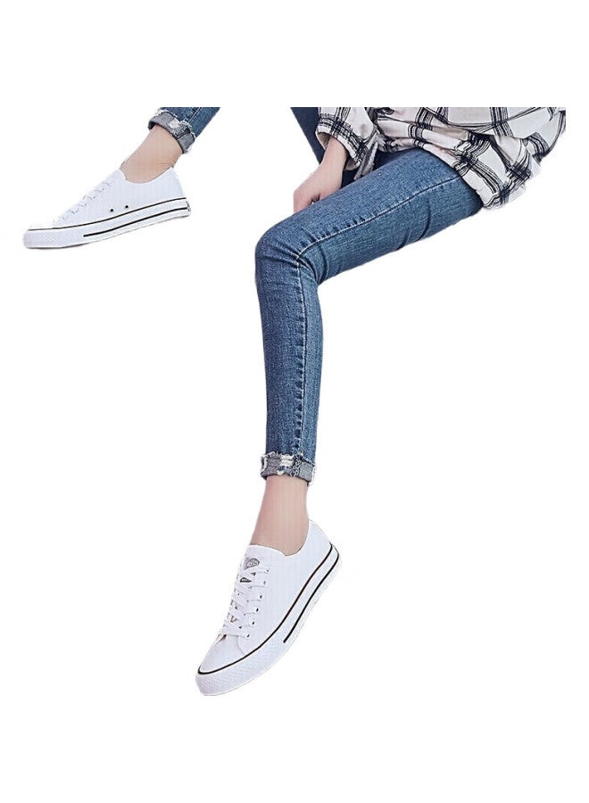 Warrior Canvas Shoes, Men's Low-top Breathable Sneakers, Casual Wear-resistant Rubber Sole Shoes, Wxy391, White, Size 43 - Image 3