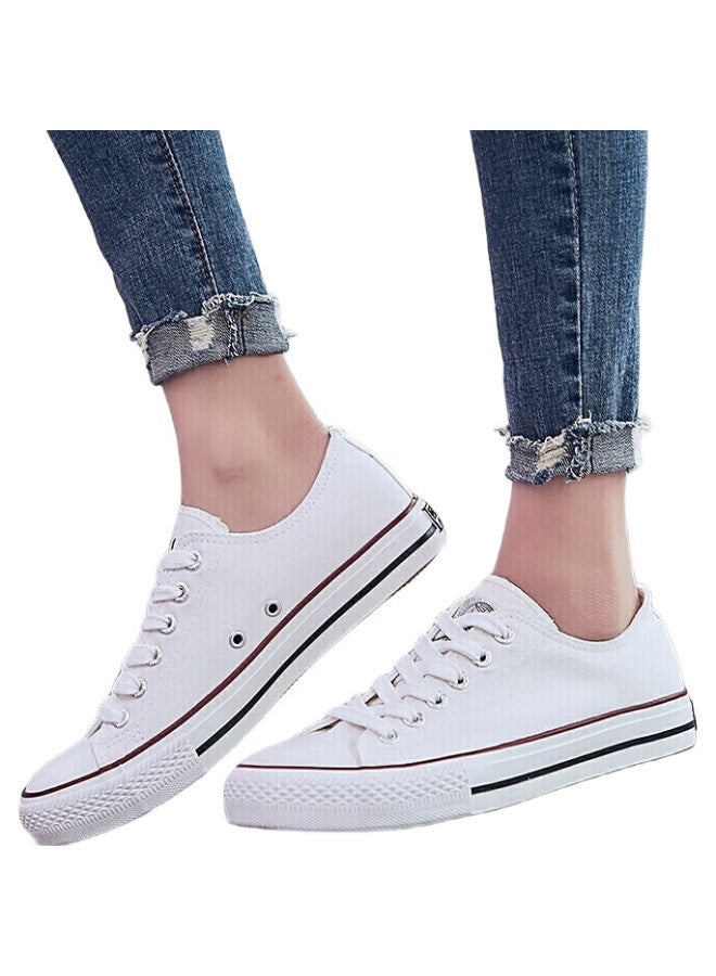 Warrior Canvas Shoes, Men's Low-top Breathable Sneakers, Casual Wear-resistant Rubber Sole Shoes, Wxy391, White, Size 43 - Image 1