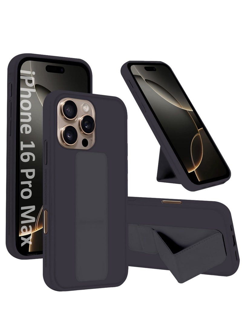 CATANES - (for Apple iPhone 16 Pro Max) Case Premium PU Leather Back Cover with Stand Function Shockproof and Anti Scratch Finger Grip Case Cover / Dark Purple - Image 1