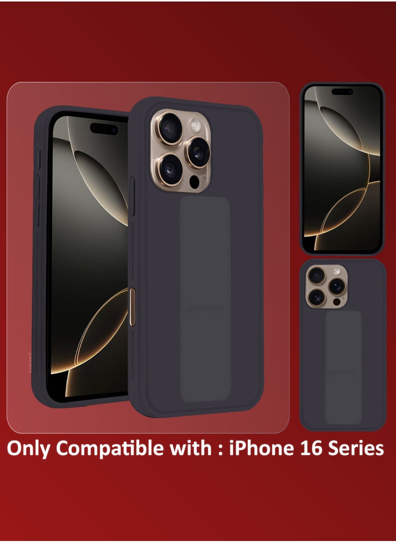 CATANES - (for Apple iPhone 16 Pro Max) Case Premium PU Leather Back Cover with Stand Function Shockproof and Anti Scratch Finger Grip Case Cover / Dark Purple - Image 1