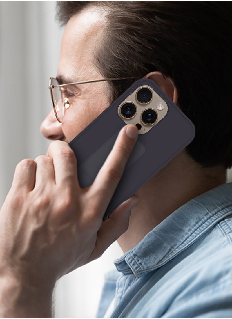 CATANES - (for Apple iPhone 16 Pro Max) Case Premium PU Leather Back Cover with Stand Function Shockproof and Anti Scratch Finger Grip Case Cover / Dark Purple - Image 1