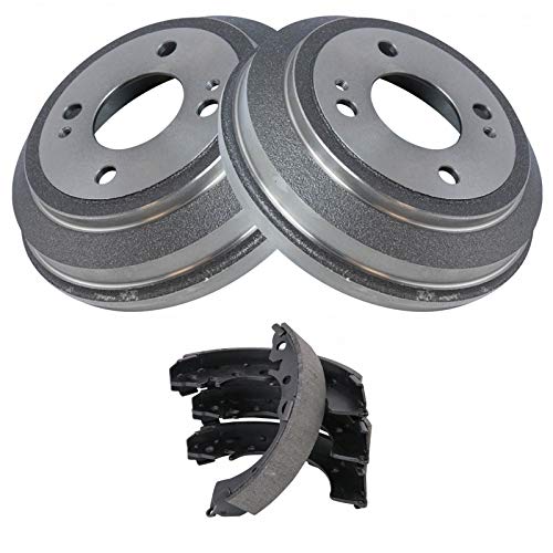 TRQ Rear Brake Shoes Set & 2 Drums Kit Left & Right Compatible with Honda Civic CRX Del Sol - Image 1