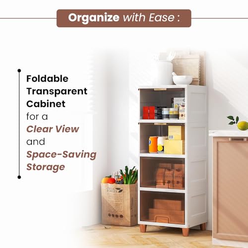 HOMIFLY 1 Tier Kitchen Cabinet Storage Rack/Multipurpose Cupboard for Storage/Almirah for Bedroom/Stackable Plastic Cabinet for Home/Cloth Organizer/Modular Kitchen Storage Rack (Transparent) - Image 5