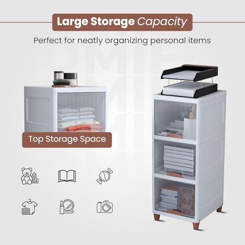 HOMIFLY 1 Tier Kitchen Cabinet Storage Rack/Multipurpose Cupboard for Storage/Almirah for Bedroom/Stackable Plastic Cabinet for Home/Cloth Organizer/Modular Kitchen Storage Rack (Transparent) - Image 4