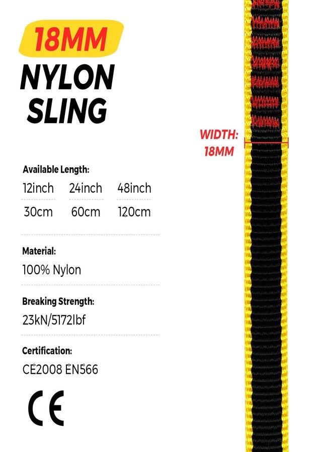 VFKENA 18MM Nylon Climbing Sling Runner 23KN CE2008/EN566 Rock Climbing Webbing Straps for Rock Climbing, Rappelling, Swing, Yoga Hammock etc (60cm/ 24inch |Pack of 6) - Image 2
