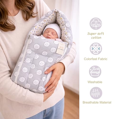 Infantbond by Fareto Baby Bedding Set Essentials Combo | Baby Bed | Carry Bag | Sleeping Bag | Hand Carry Bed | Feeding Pillow (0-6 Months)(All in 1) (Grey Ship) - Image 4