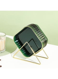 MIXDE 8 Pack Clear Plastic Plates Dessert Plates With Rack Green  - Image 5