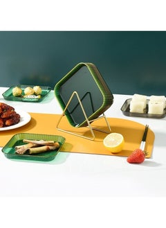 MIXDE 8 Pack Clear Plastic Plates Dessert Plates With Rack Green  - Image 3