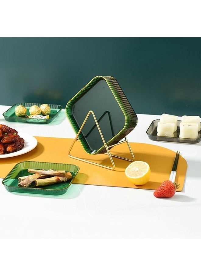 MIXDE 8 Pack Clear Plastic Plates Dessert Plates With Rack Green  - Image 3