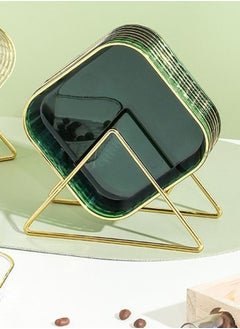 MIXDE 8 Pack Clear Plastic Plates Dessert Plates With Rack Green  - Image 1