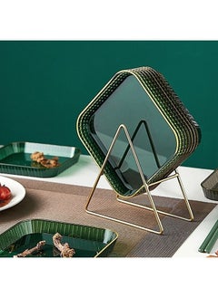 MIXDE 8 Pack Clear Plastic Plates Dessert Plates With Rack Green  - Image 2