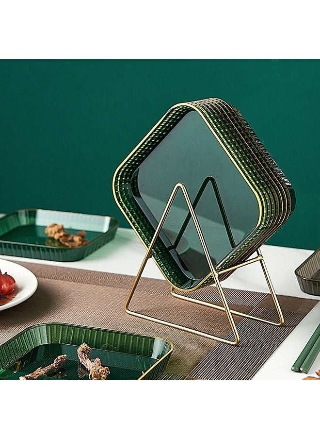 MIXDE 8 Pack Clear Plastic Plates Dessert Plates With Rack Green  - Image 2