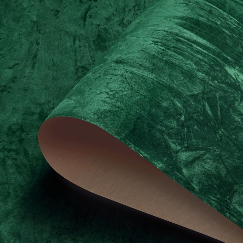 HelloWall Green Crushed Velvet Fabric Wallpaper Peel and Stick Green Felt Drawer Liner Self Adhesive Velvet Flocking Liner for Jewelry Antique Adhesive Felt Fabric Contact Paper for Art Crafts 17.5x80 - Image 1