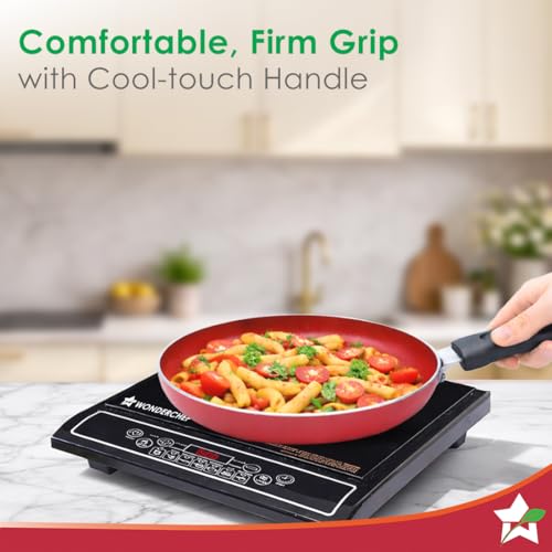 Wonderchef Valencia Non-Stick 4 Pc Cookware Set for Kitchen, Fry Pan 24cm, Kadhai with Glass Lid 24cm, Dosa Tawa 28cm, Non-Toxic PFOA Free, Gas Stove & Induction Friendly, 2-Yr Warranty, Red - Image 5