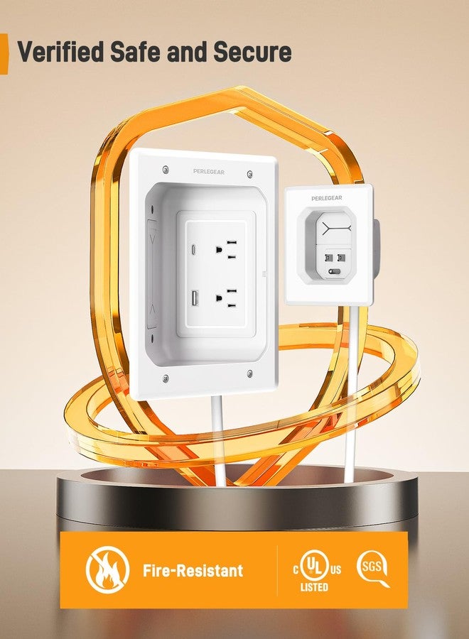Perlegear Cord Hider for Wall Mount TV with AC Outlets, USB-A and USB-C Ports, in-Wall Cable Management Kit, Includes Drill Templates, Dust Bags, Drywall Saw, Extension Cord - Image 4