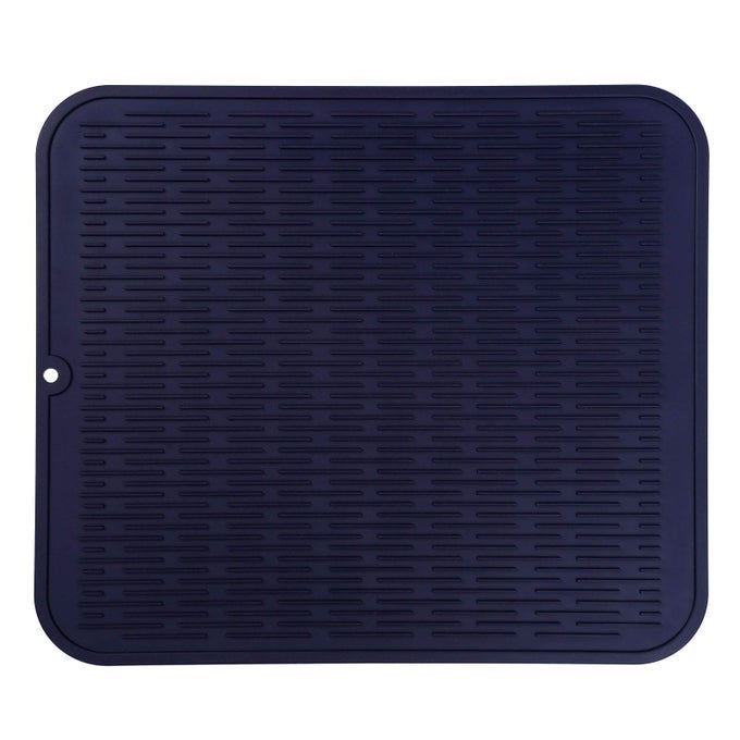 SILICONE DISH DRYING MAT FOR MULTIPLE USAGEEASY CLEANECOFRIENDLYHEATRESISTANT SILICONE MAT FOR KITCHEN COUNTER OR SINKREFRIGERATOR OR DRAWER LINER NAVY BLUE XL 18 INCHES X 16 INCHES