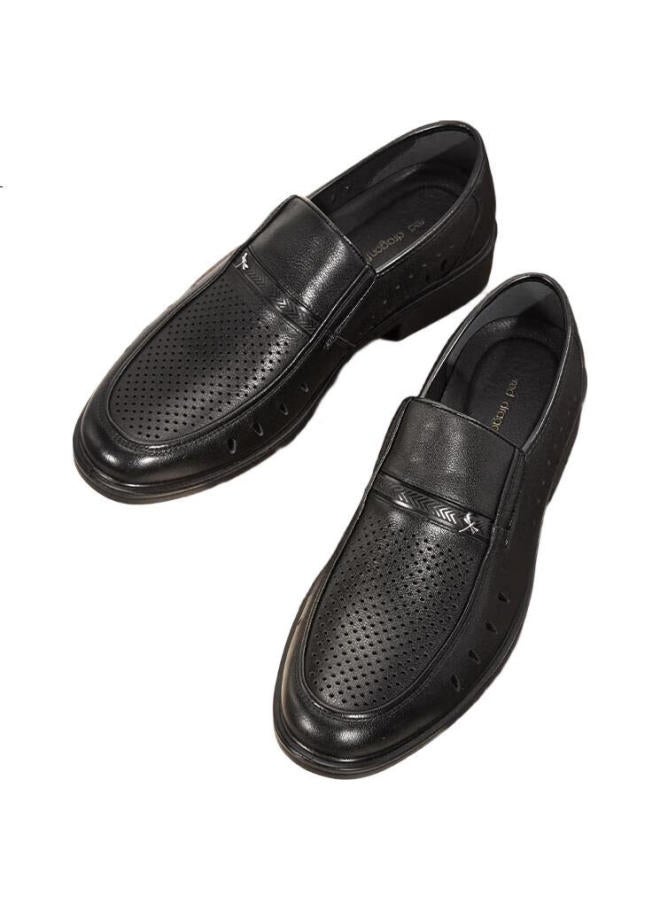 RED DRAGONFLY Hongqingting Men'S Leather Shoes, Business Casual Shoes, Cowhide Hollow Breathable Men'S Shoes, Wta43335, Black, Size 42 - Image 3