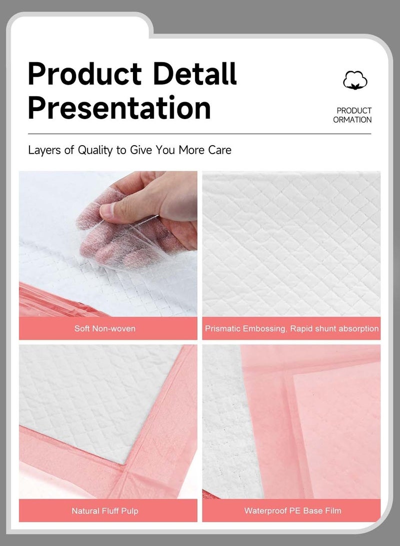 Moovant 50 PCS Disposable Changing Diaper Pad, Thickened Leak-Proof Changing Table Pads, Large Bed Protector Mat, Breathable Chucks Pads, Momy Birthing Mattress, for Baby Adult, 40*60cm, Pink - Image 5