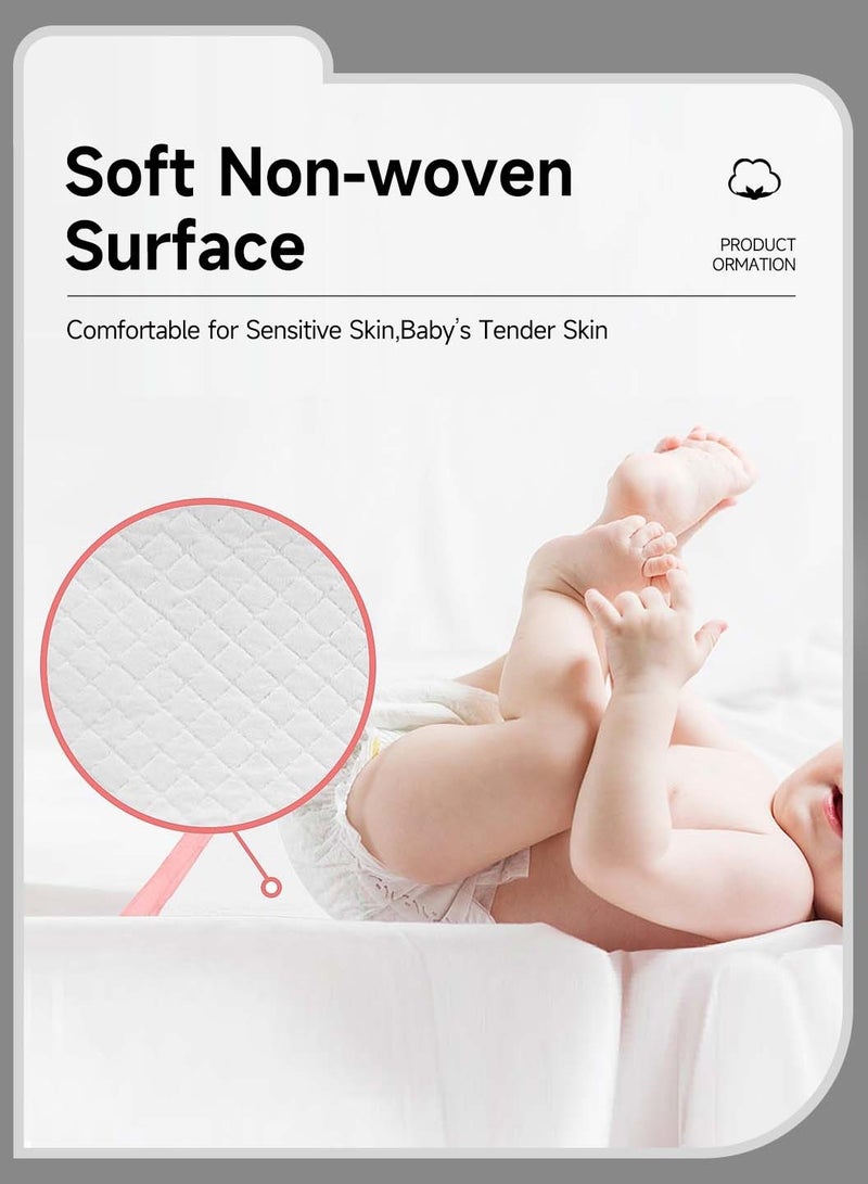Moovant 50 PCS Disposable Changing Diaper Pad, Thickened Leak-Proof Changing Table Pads, Large Bed Protector Mat, Breathable Chucks Pads, Momy Birthing Mattress, for Baby Adult, 40*60cm, Pink - Image 3