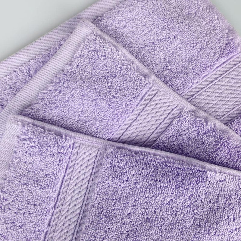 Superior Easy clean surface Egyptian Cotton Pile Face Towel/Washcloth Set of 6, Ultra Soft Luxury Towels, Thick Plush Essentials, Absorbent Heavyweight, Guest Bath, Hotel, Spa, Home Bathroom, Shower Basics, Purple Low wear optimized design - Image 5