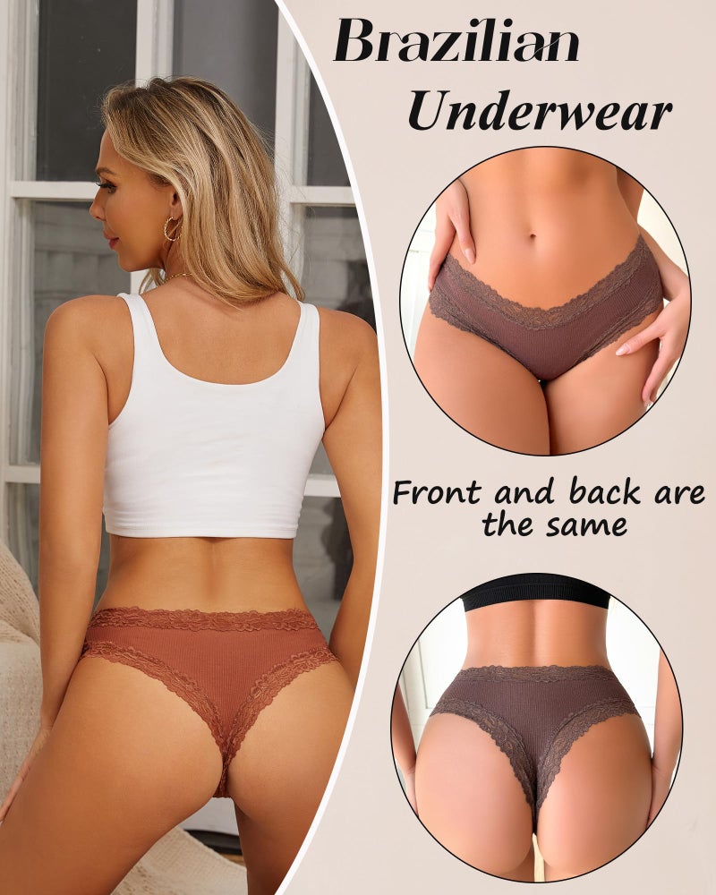 Sth Big Womens Cotton Underwear Sexy Lace Brazilian Panties Soft Breathable Cotton Bikini for Ladies 6 Pack(6A,XX-Large) - Image 4