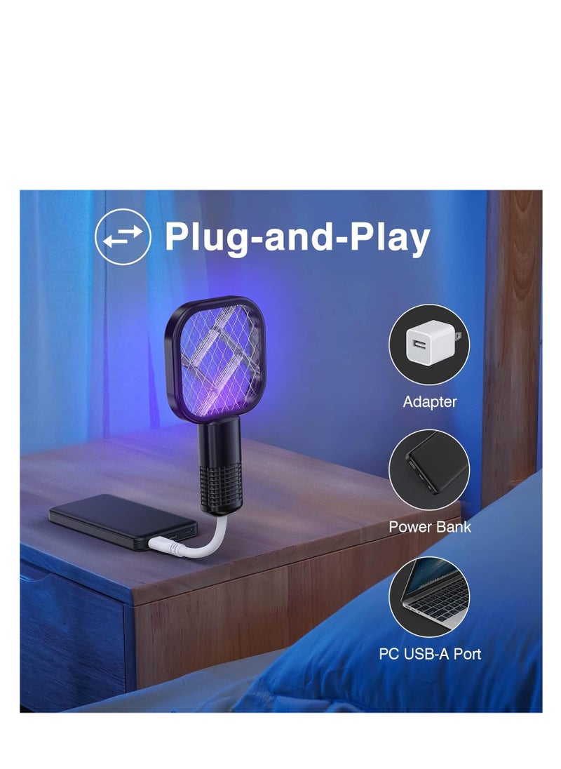 مضرب ذباب كهربائي USB صغير لمكافحة البعوض، قاتل ذباب محمول لمكافحة الآفات، مضرب حشرات للاستخدام الداخلي والخارجي، 1 عبوة، بدون بطارية مدمجة