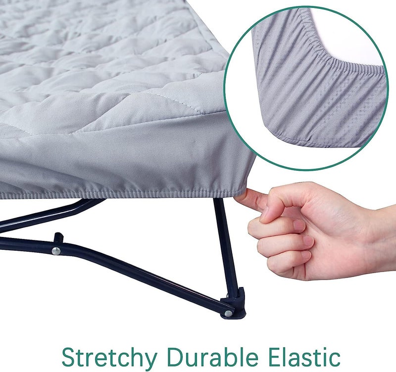 Biloban Sheet for Regalo My Cot Portable Toddler Bed, Joovy Travel Cot (Sheet Only, Bed not Included), Soft Padded Cover, Grey, 54''x28'' - Image 3