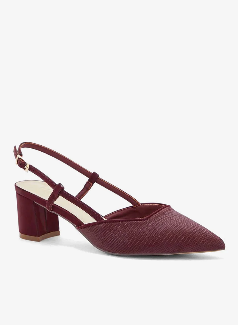 ELLA Textured Block Heel Back Strap Pump