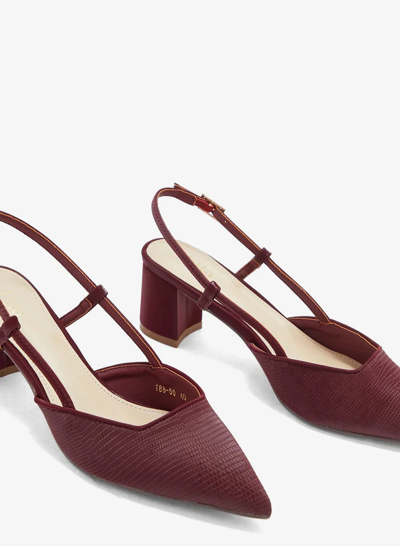 ELLA  Textured Block Heel Back Strap Pump for Women | Best Price UAE