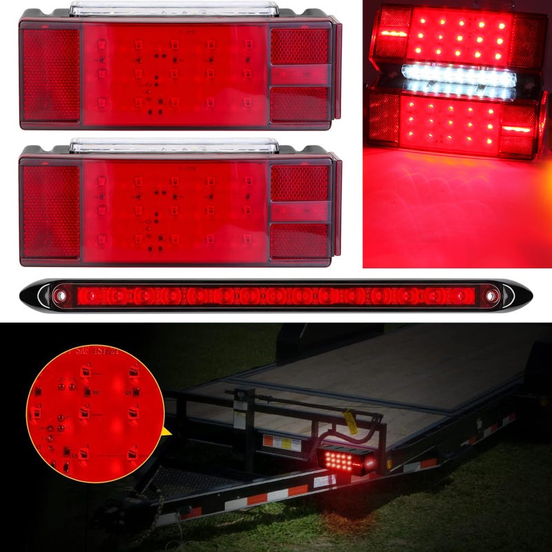LIMICAR Submersible Boat Trailer Lights, LED Trailer Lights for Utility Trailer, Stop Brake White Backup Reverse License Plate Lights with Wiring Harness, Side Marker, 3rd Light Bar for Boat RV Truck - Image 3
