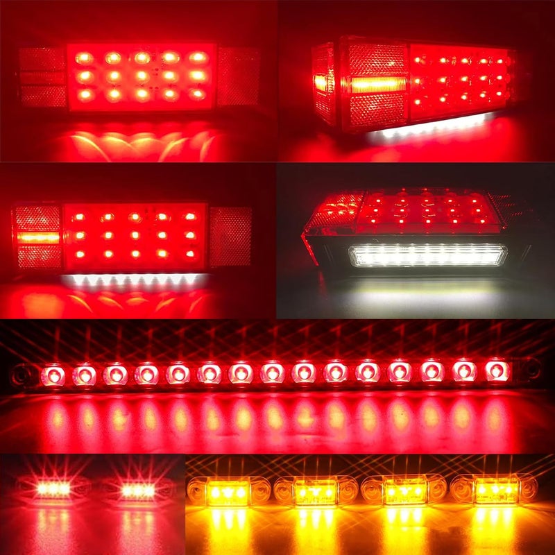 LIMICAR Submersible Boat Trailer Lights, LED Trailer Lights for Utility Trailer, Stop Brake White Backup Reverse License Plate Lights with Wiring Harness, Side Marker, 3rd Light Bar for Boat RV Truck - Image 4
