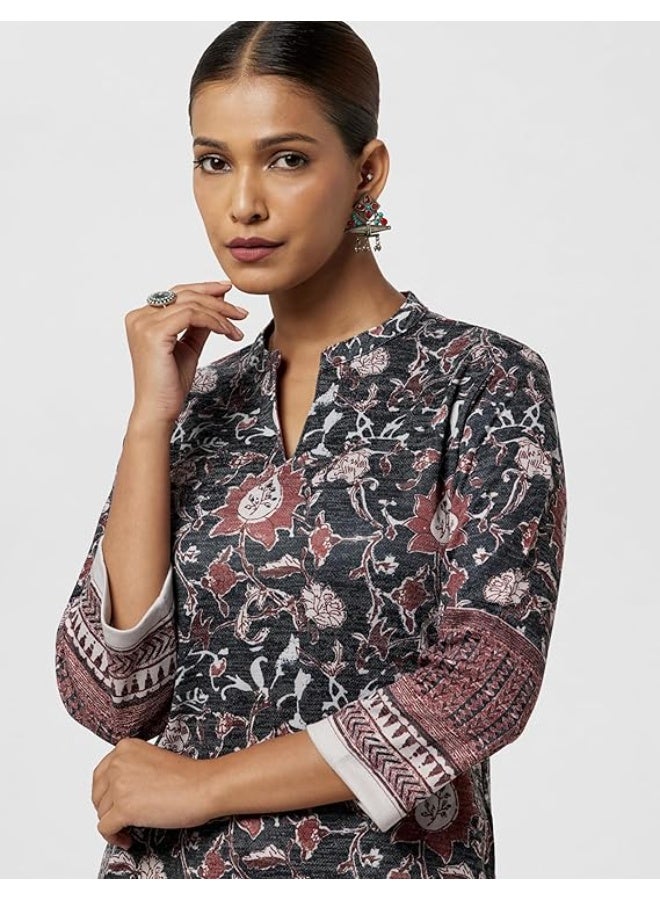 BIBA Women Spandex Blend Straight Printed KURTA WITH PANT Set 2XL - Image 4