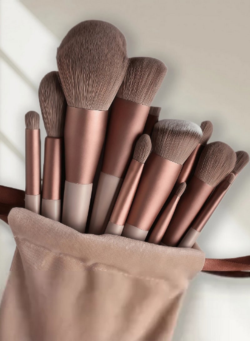 Generic 13-Piece Luxury Makeup Brush Set – Elegant Rose Gold Brushes for Flawless Application  - Image 1