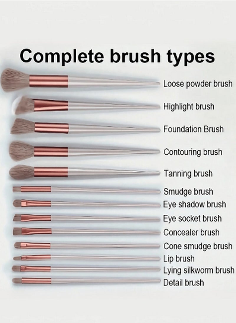 Generic 13-Piece Luxury Makeup Brush Set – Elegant Rose Gold Brushes for Flawless Application  - Image 5