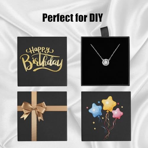 batifine Jewelry Gift Boxes, 5 Pack 3.5×3.5x1Inch Cardboard Jewelry Boxes, Bulk Small Jewelry Boxes with Lids for Necklace Ring Earring Display Box (Black) - Image 5